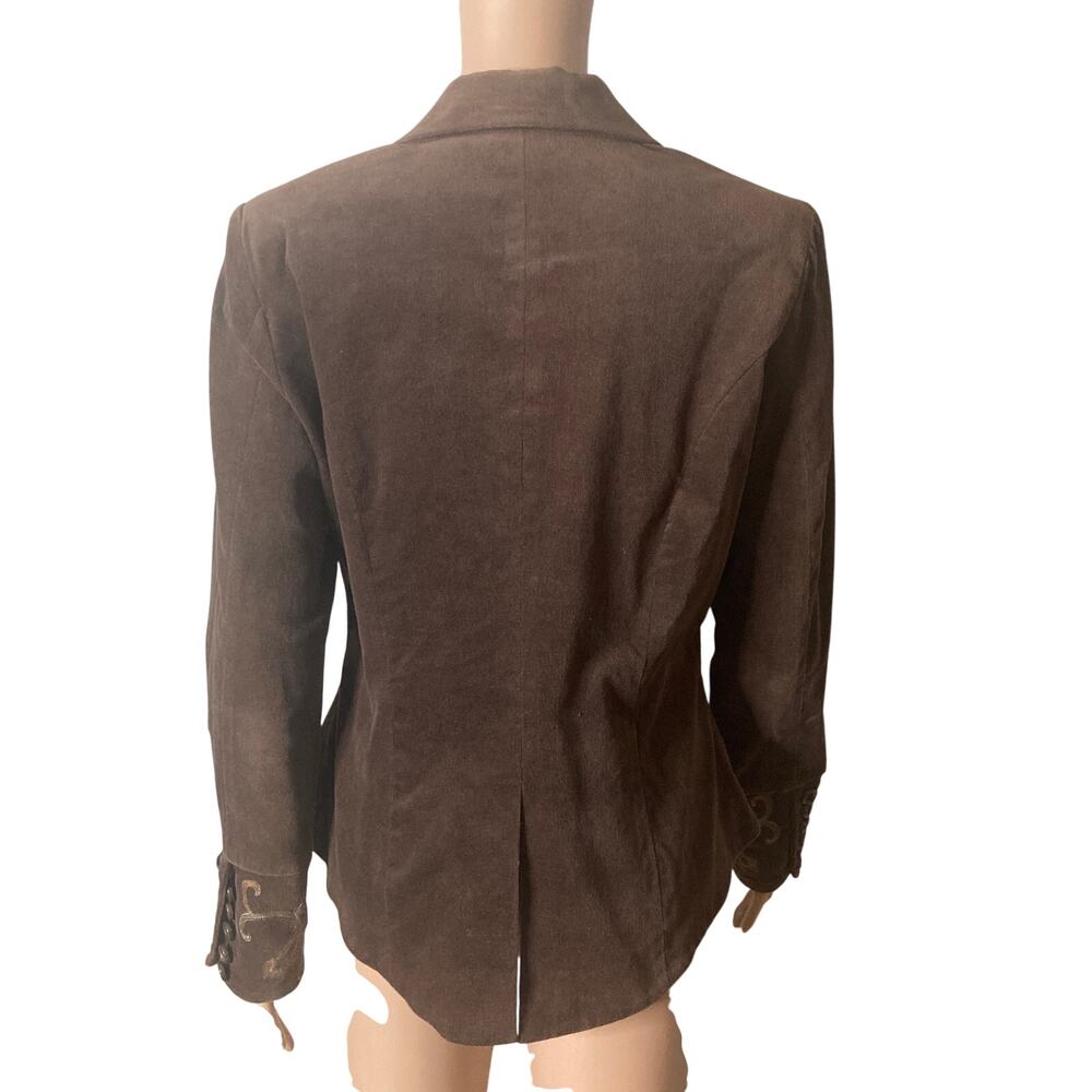 90 Ninety Blazer Womens M Embroidered Brown Floral Tailored Jacket - Picture 2 of 12